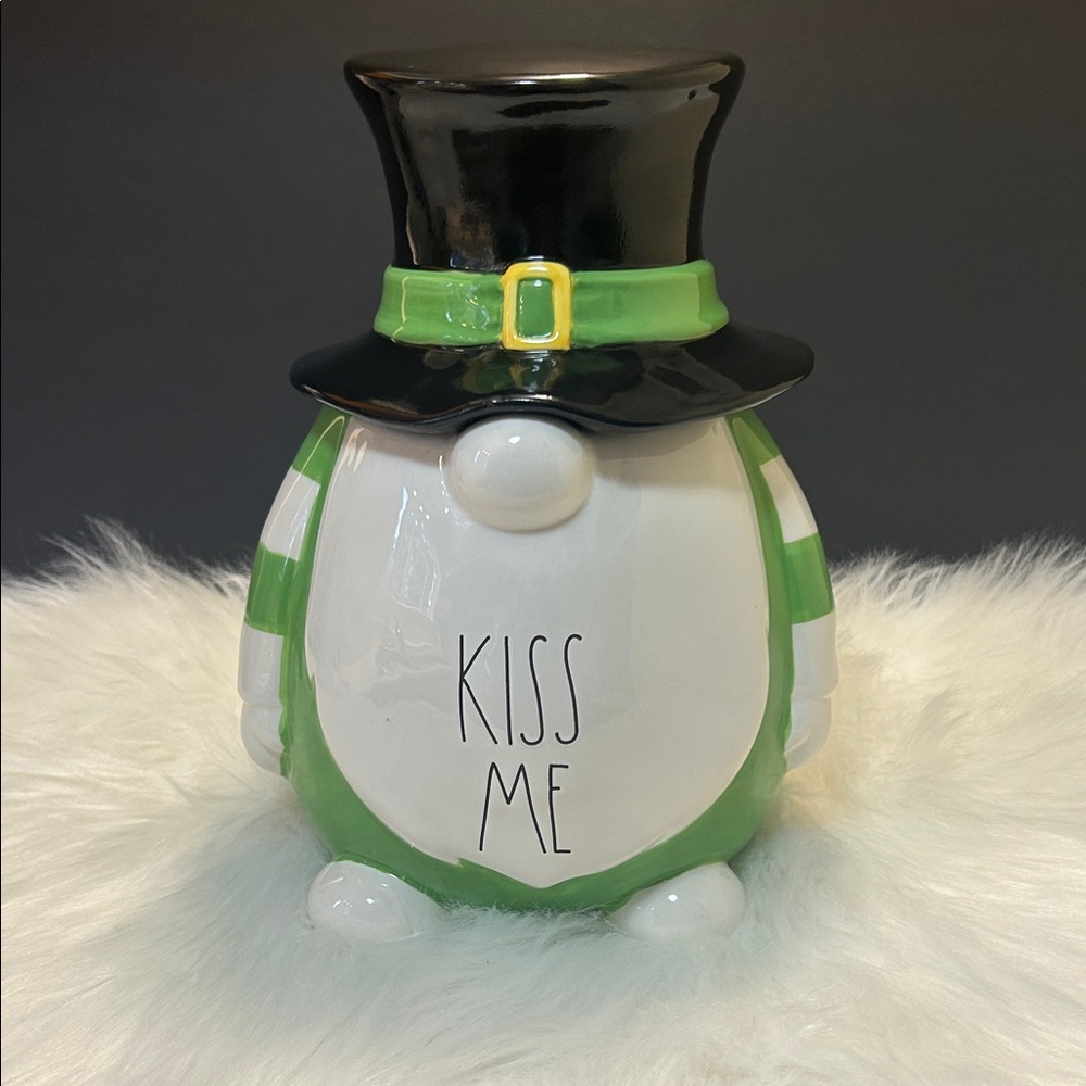 VHTF RAE DUNN St. Patrick's Day Gnome Cookie Jar.